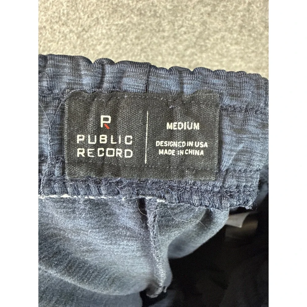 Public Record Joggers Mens M Navy Blue Zip Pockets DELPOTRO Rec Run Gym Travel
